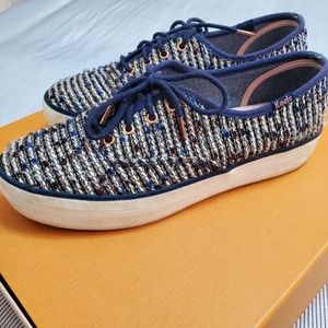 KEDS Blue Tweed Platform Sneakers